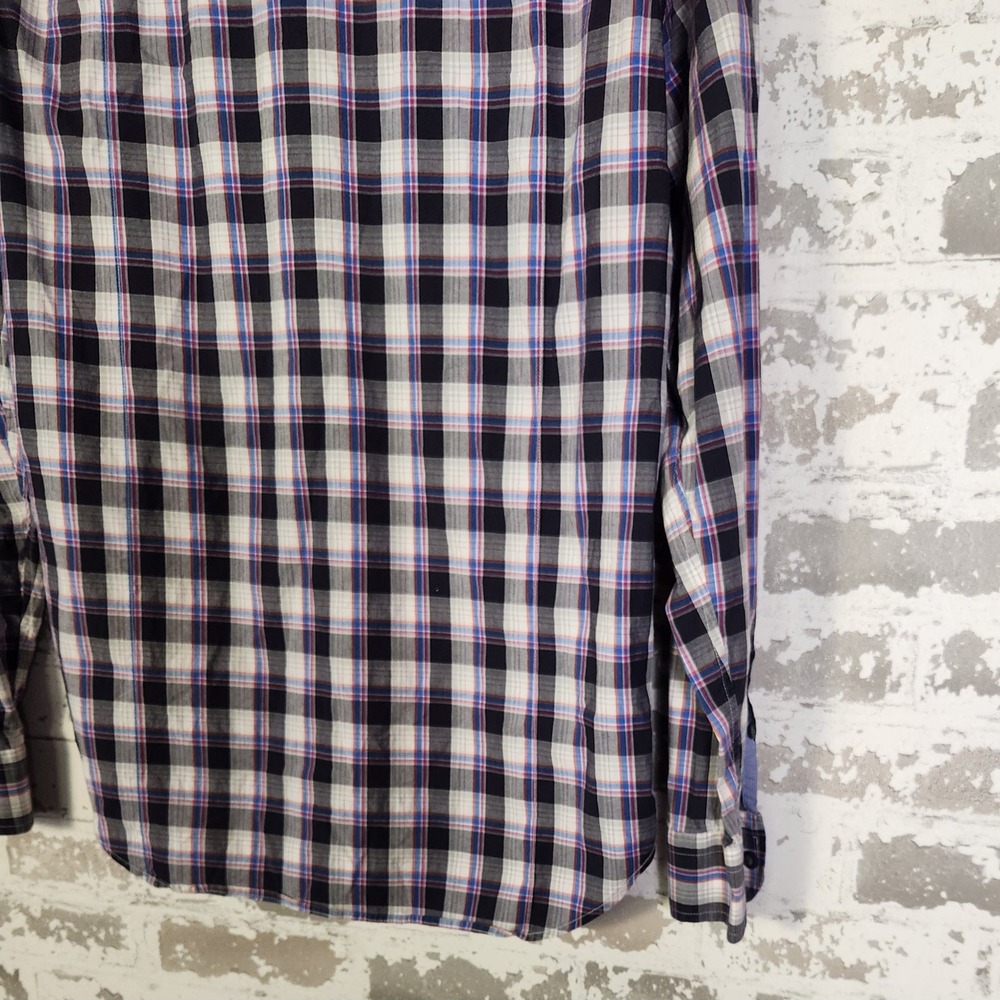 Banana Republic Slim Fit Plaid Long Sleeve Button Down Shirt Men's Medium Purple - Picture 14 of 16